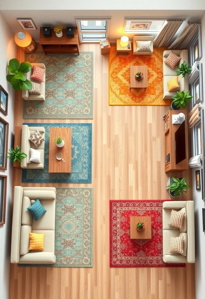 20 Creative Ways to Maximize Your Apartment Space That Will Leave You in Awe! - 12. Smart Use of Rugs to Define Areas