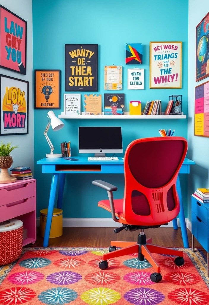 11 Affordable Home Office Setups That Will Boost Your Productivity Instantly! - 3. Vibrant and Energetic