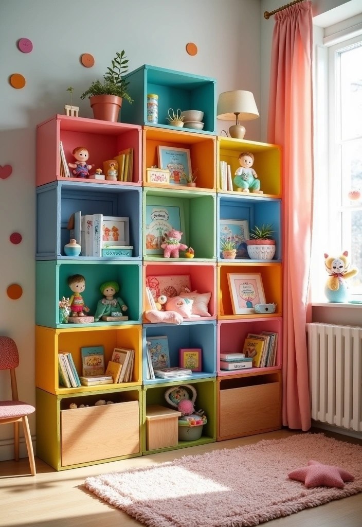 12 Creative DIY Furniture Projects You Can Make This Weekend (You'll Love #4!) - 5. Colorful Crate Bookshelf