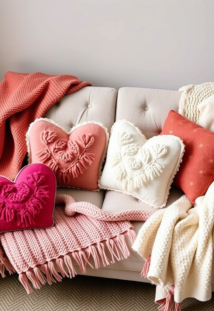 15 DIY Valentine's Home Decor Projects You Can Create in a Weekend! - 8. Heart-Shaped Pillow Covers
