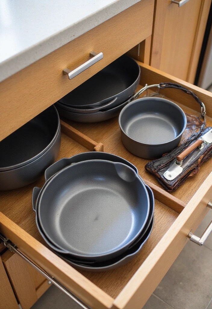 18 Genius Kitchen Organization Hacks That Will Change Your Life (Don't Miss #7!) - 12. Drawer Organizers for Pots and Pans