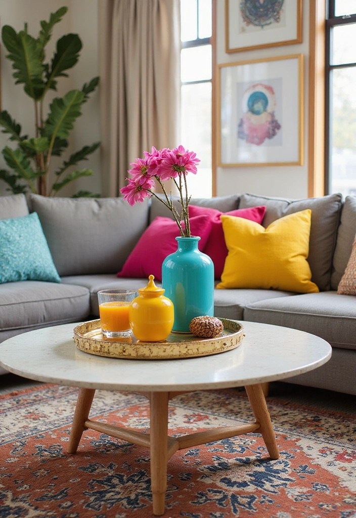20 Coffee Table Decor Ideas You Must Have (Your Guests Will Be Jealous of #8!) - 14. Color Pop Accents
