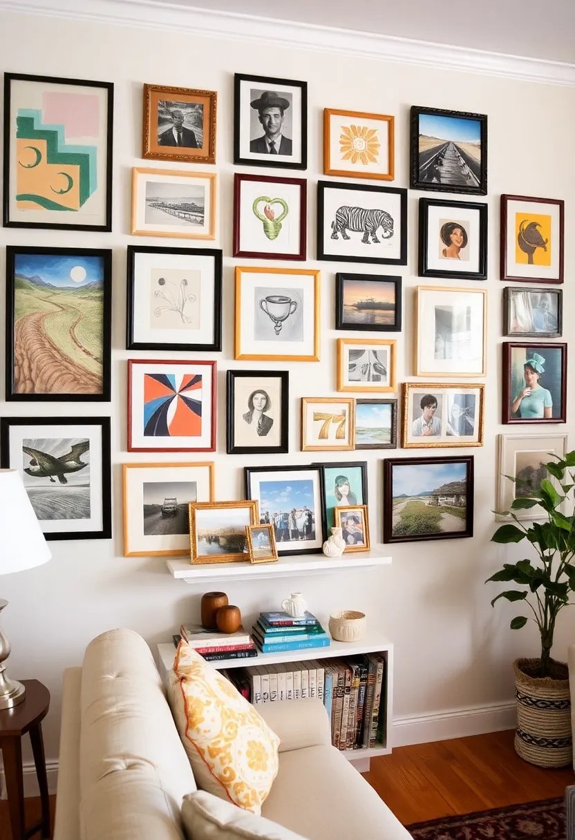 21 Cozy Living Room Ideas That'll Make You Want to Snuggle Up Right Now! - 10. Wall Art for Personal Expression