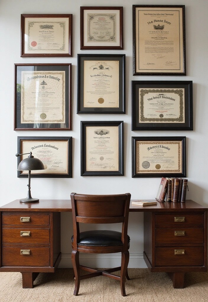 21 Vintage Wall Art Ideas That Will Add Charm and Tell a Story to Your Interior! - 14. Vintage Awards and Certificates