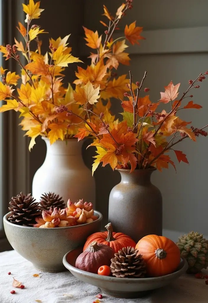 14 Autumn Decor Ideas That’ll Make Your Home Feel Like Fall (Don’t Miss #7!) - 4. Bring in Nature with Fall Foliage