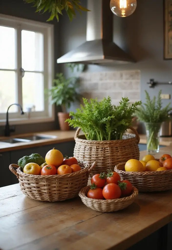 15 Kitchen Organization Hacks You Didn't Know You Needed (Prepare to Be Amazed!) - 11. Decorative Baskets for Fruit and Veggies