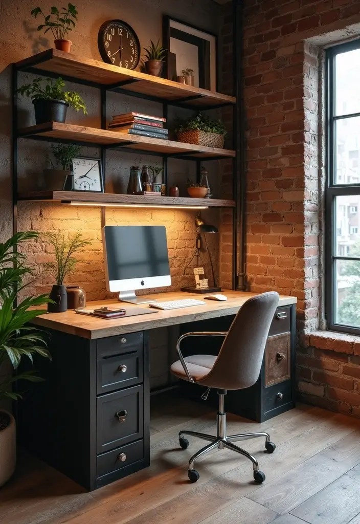13 WFH Office Setups That'll Skyrocket Your Productivity (and Impress Your Zoom Buddies!) - 3. Industrial Chic