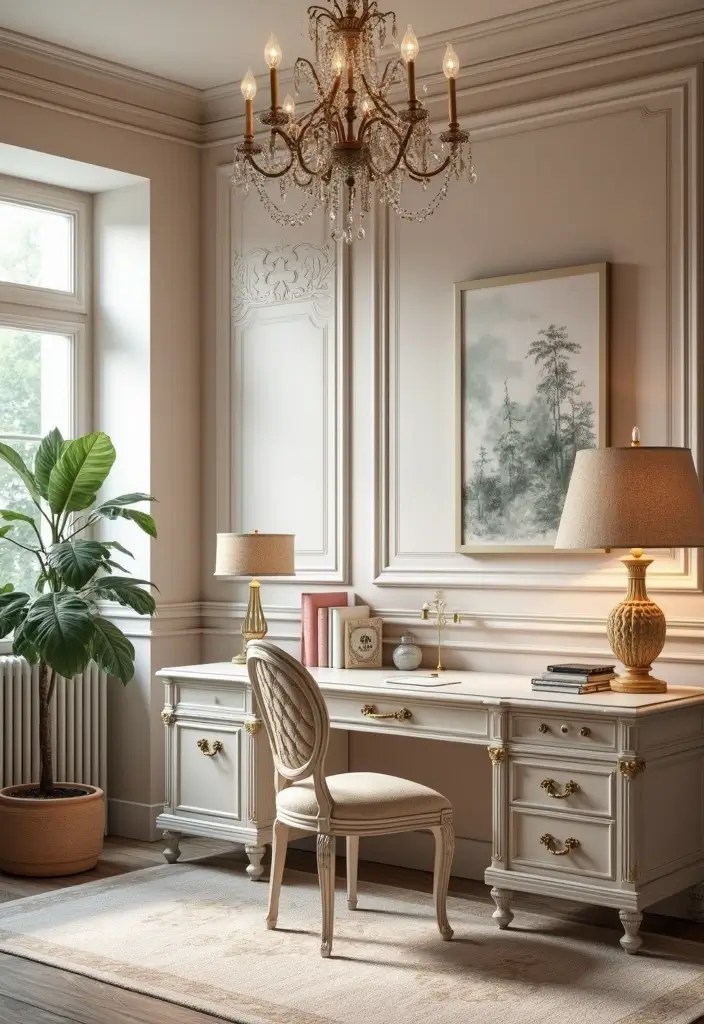 13 WFH Office Setups That'll Skyrocket Your Productivity (and Impress Your Zoom Buddies!) - 6. Vintage Glam