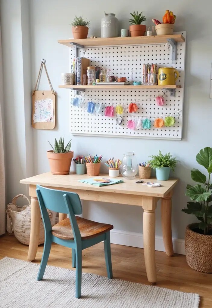 14 Fun Kids Room Ideas That Will Make You the Coolest Parent Ever (Check Out #6!) - 11. Crafty Creator’s Corner