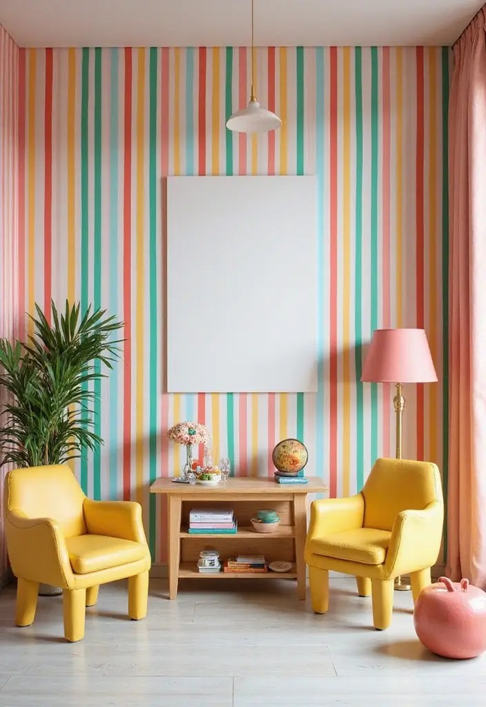 19 Accent Wall Ideas So Bold, Your Guests Will Be Speechless (#6 is a Show-Stopper!) - 12. Colorful Stripe Accents