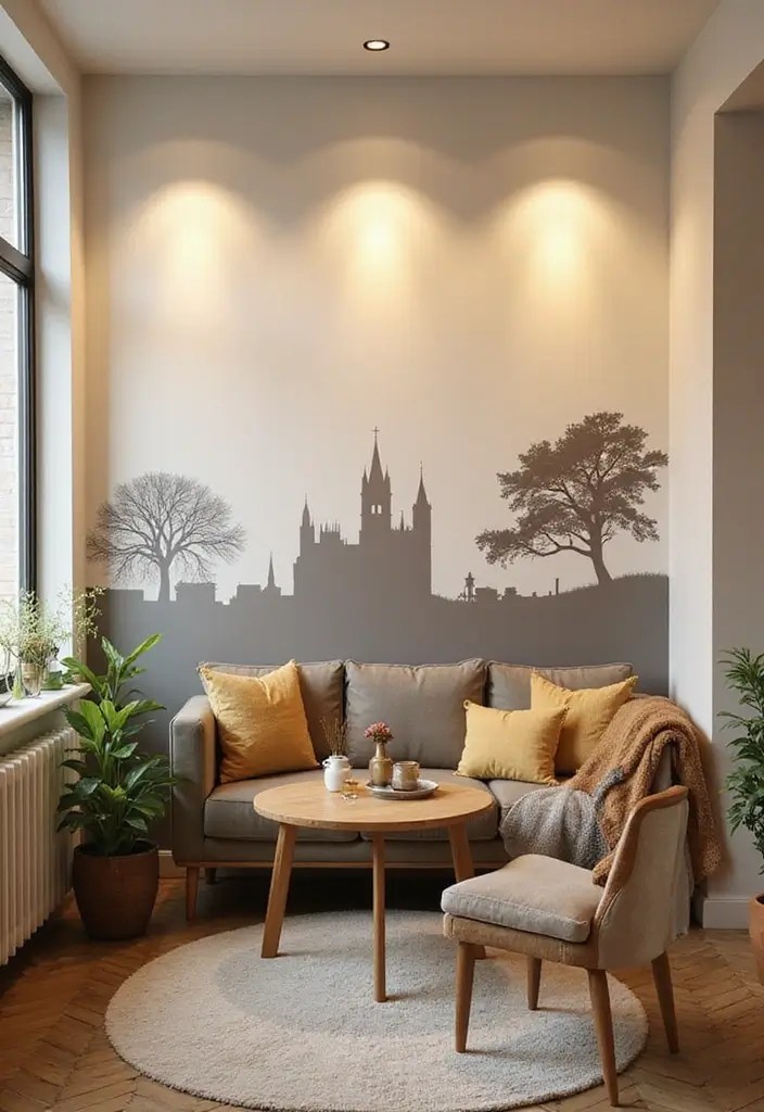 19 Accent Wall Ideas So Bold, Your Guests Will Be Speechless (#6 is a Show-Stopper!) - 14. Painted Silhouettes