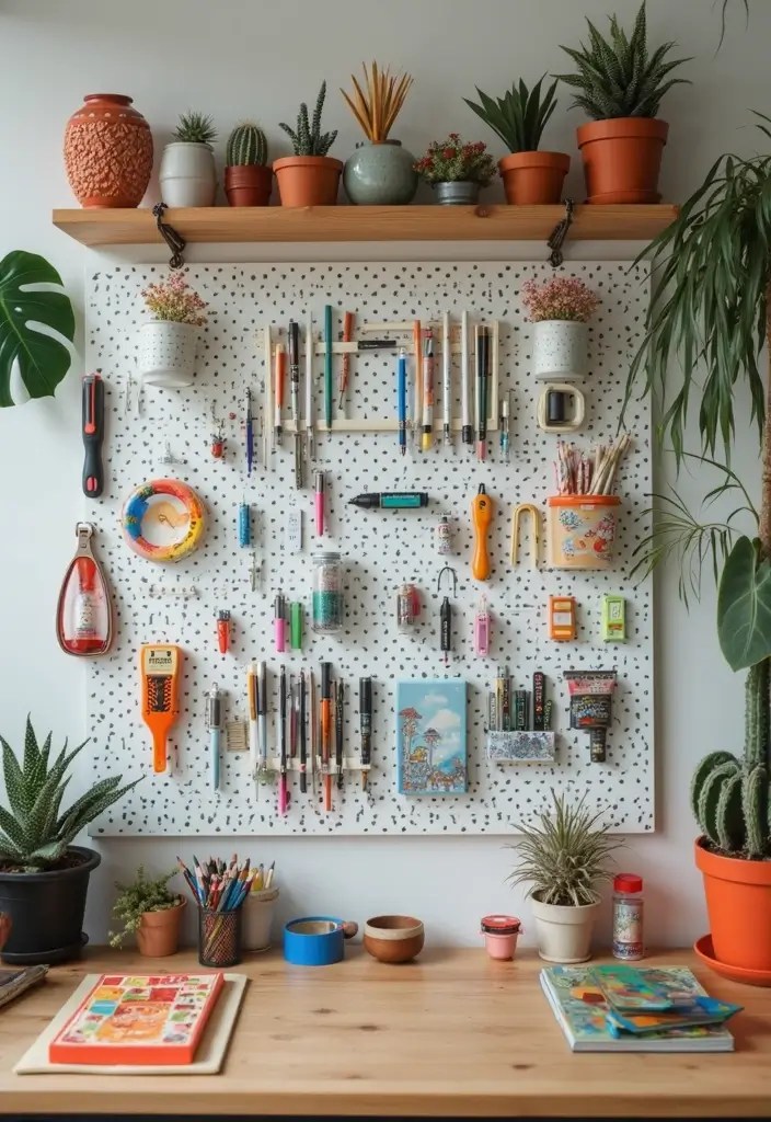 22 Creative Wall Decor Solutions That Are Perfect for Renters (You’ll Love #10!) - 18. Pegboards