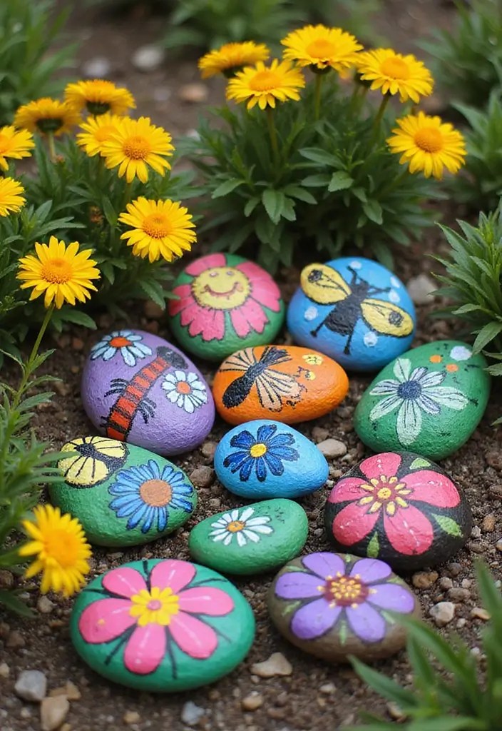 30 DIY Home Decor Projects That Are So Easy, Even Kids Can Do #12! - 15. Playful Painted Rocks for Garden