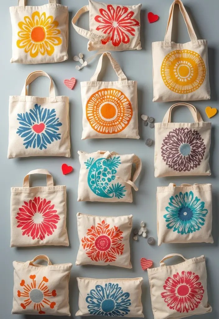 30 DIY Home Decor Projects That Are So Easy, Even Kids Can Do #12! - 28. DIY Stamped Fabric Bags