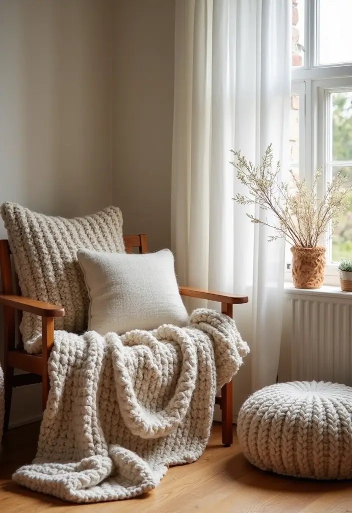 18 Cozy Fall Decor Ideas That'll Make Your Home Feel Like a Warm Hug! - 12. Add a Touch of Wool and Knit