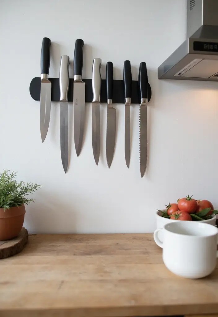 25 Kitchen Organization Hacks That Will Transform Your Cooking Space Forever! - 12. Magnetic Knife Strip