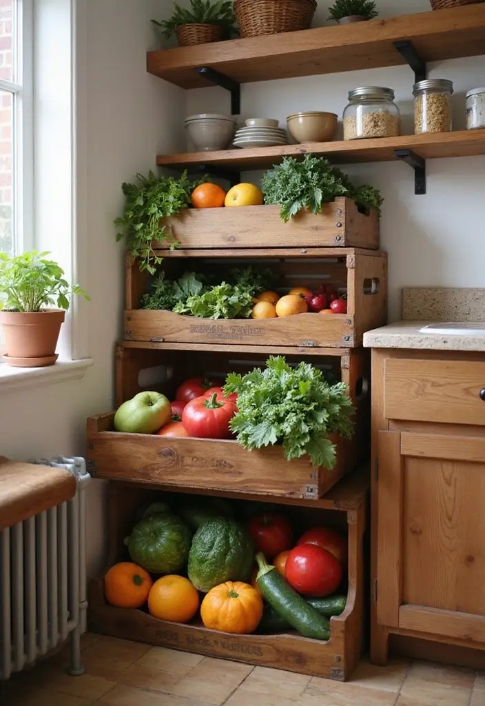 25 Kitchen Organization Hacks That Will Transform Your Cooking Space Forever! - 22. Use Stackable Crates