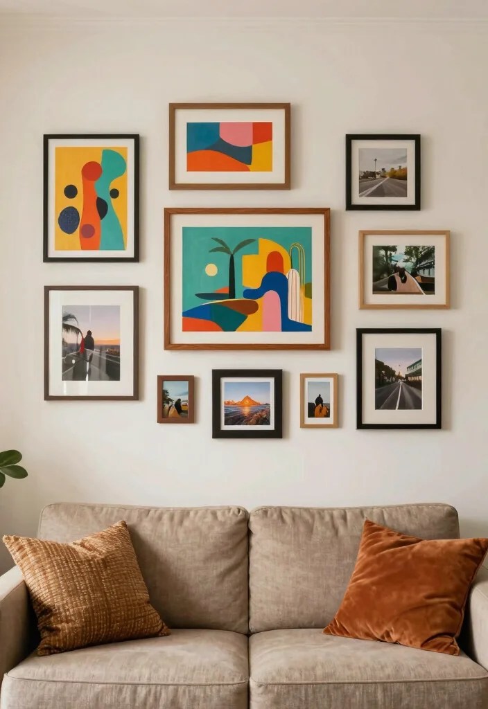 19 Small Living Room Decor Tricks That Maximize Every Square Foot! - 13. Showcase Artwork 1