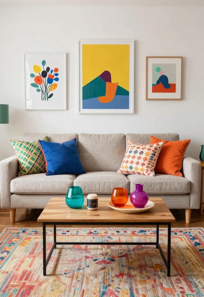 19 Small Living Room Decor Tricks That Maximize Every Square Foot! - 7. Use Colorful Accents 1